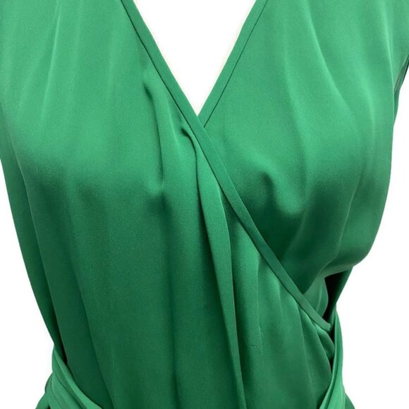 Diane Von Furstenberg Green Silk Faux Wrap Dress - Picture 3 of 5